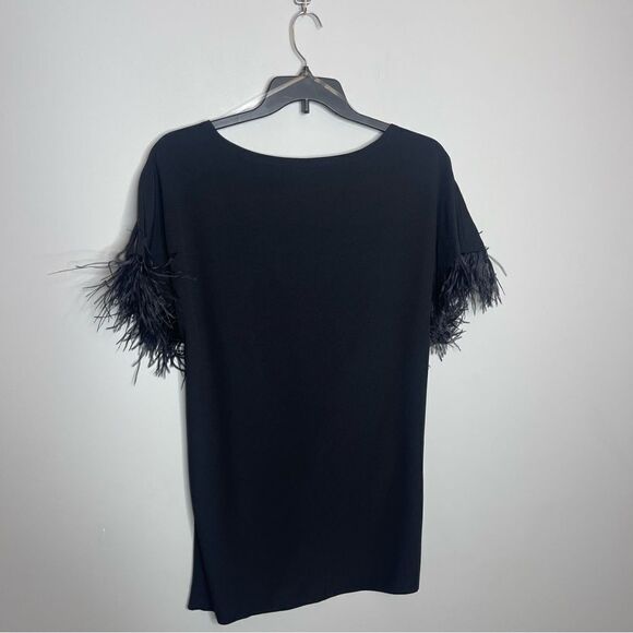Jay X Jay Godfrey Womens Black Cocktail Budden Mini Dress Feather Sleeve New - Picture 5 of 14